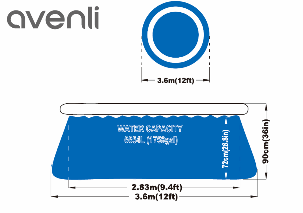 Piscina gonflabila Avenli 366x90cm, 654L, 17795
