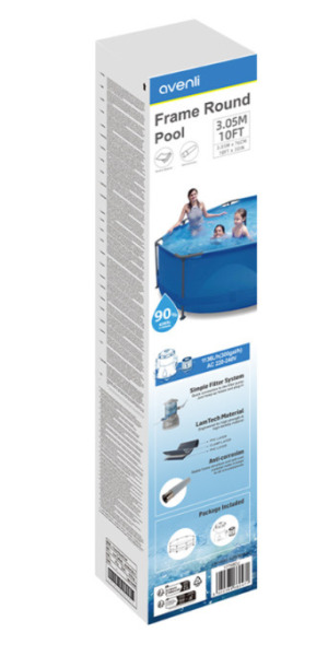 Piscina Avenli 305x76cm, 4383L, cadru metalic, pompa, filtru, 17798EU