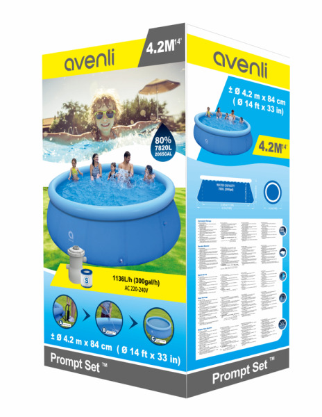 Надувной бассейн Avenli 427x84cм, 7820 Л, фильтр-насос, 17796EU