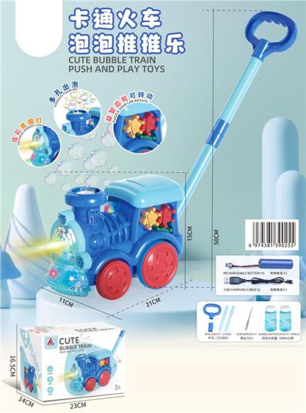 Поезд-каталка с мыльными пузырями, свет, музыка,  USB-кабель, 8525A