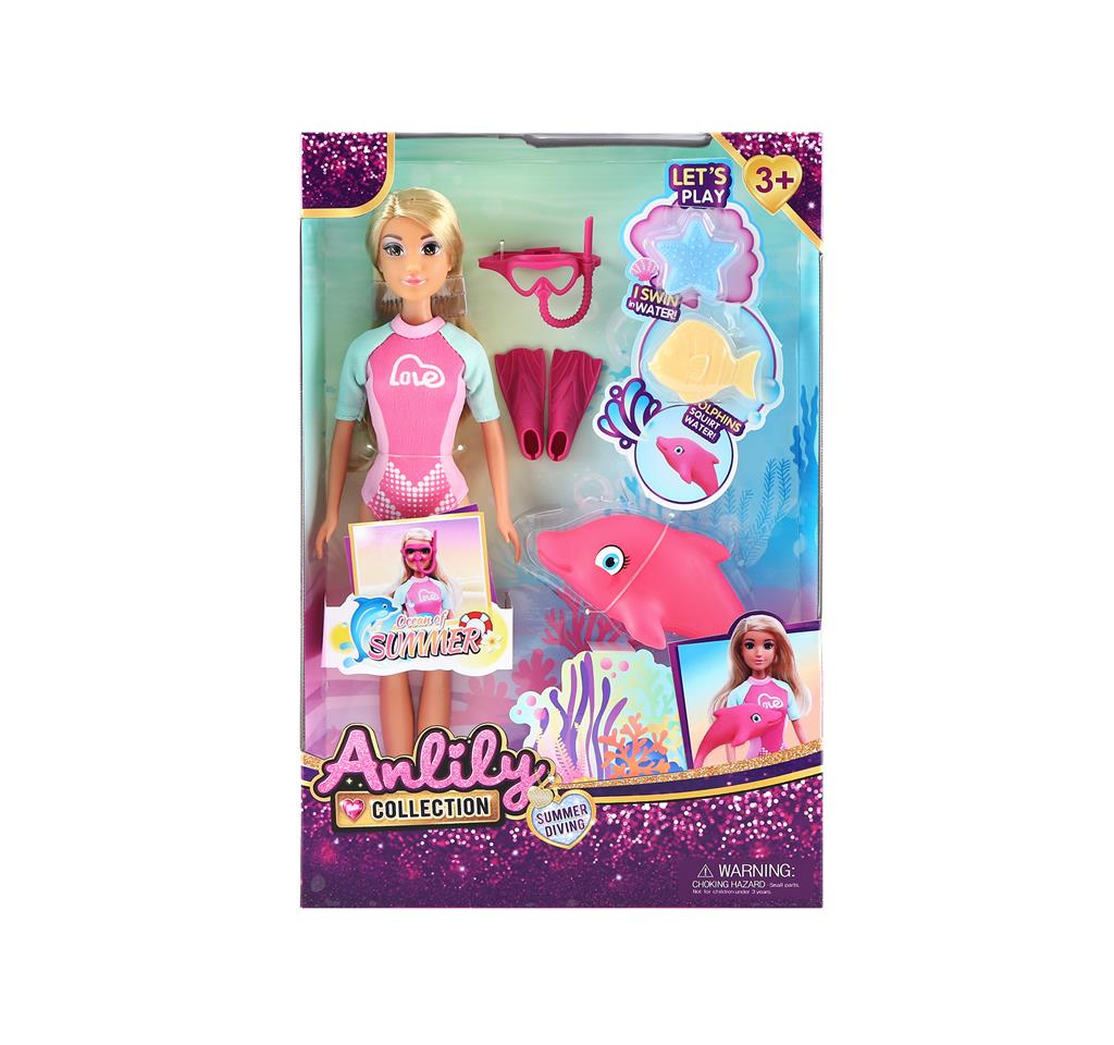 Кукла "Anlily" 30см в купальнике с набором для дайвинга, 616361