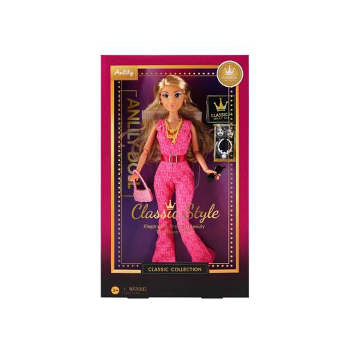 Papusa 30 cm în costum roz, 616551