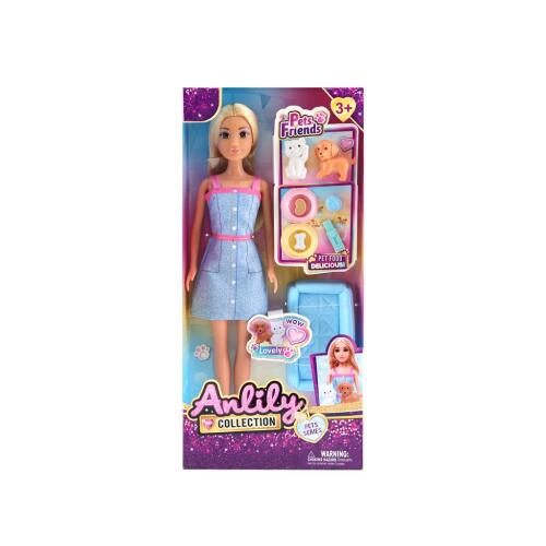 Кукла "Anlily" 30см с комплектом домашних питомцев, 616993