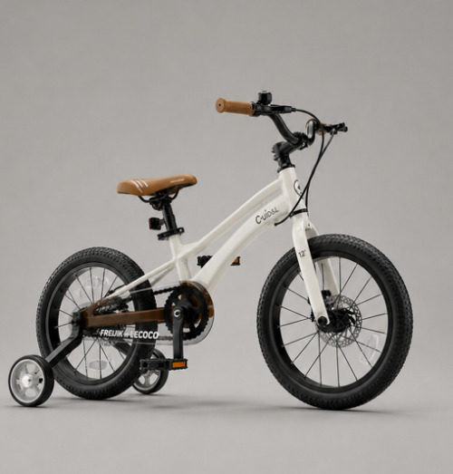 Bicicleta pentru copii Lecoco, cu 4 roti, 14 inci, alba, C-bike MT14