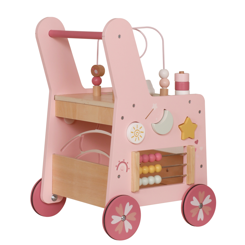 Деревянные ходунки-каталка, розовый, W16E319