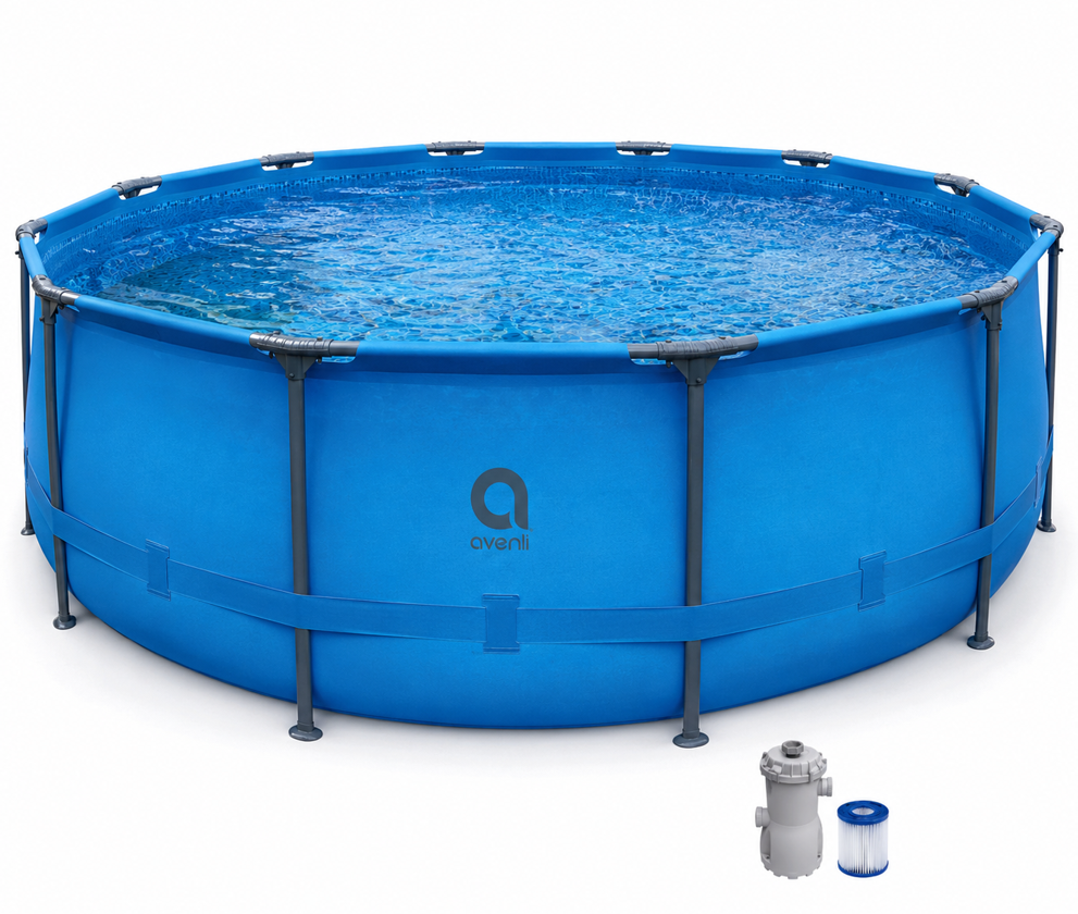 Piscina Avenli, 366x76cm, 6765L, cadru metalic, cu pompa de filtrare, 12016EU