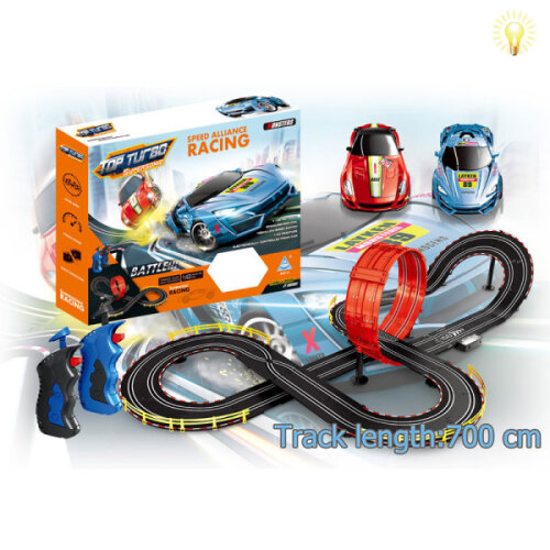 Set de curse auto pe pistă de 7 m, control electric, telecomandă 2CH, lumini, plastic, A47-4