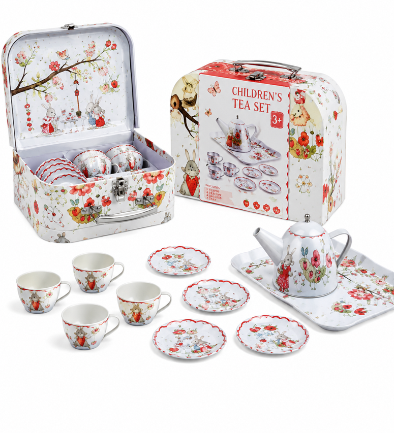 Игровой набор чайный сервиз, птицы,в чемодане, металл, 555-CH003