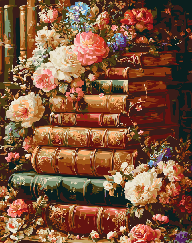 Pictura pe numere Flori. Gradina literara 40*50 Origami, LW3173-01