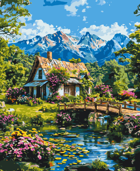 Pictura pe numere Peisaj. Armonie alpina 40*50 Origami, LW3492