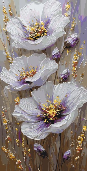 Pictura pe numere Flori delicate (metalizat) 40*80 Origami, LW5207