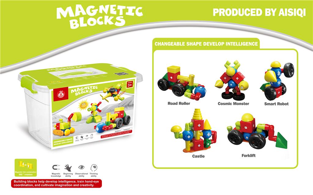 Constructor magnetic 5 in 1, albastru, XH8530
