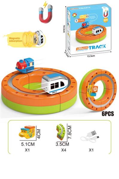 Tren magnetic cu sina magnetica (8 piese), USB, 655-3A