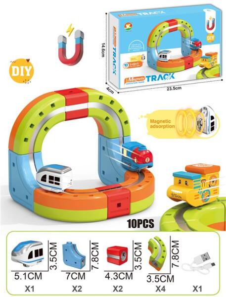 Tren magnetic cu sina magnetica (10 piese), USB, 655-7A