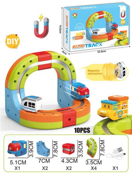 Tren magnetic cu sina magnetica (10 piese), USB, 655-8A