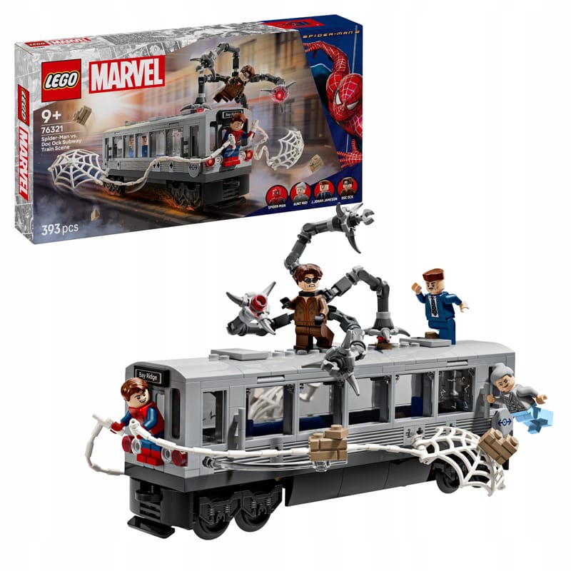 Lego Marvel Constructor „Omul-Păianjen vs. Doctor Octopus: Scena din metrou” (393 piese), 76321