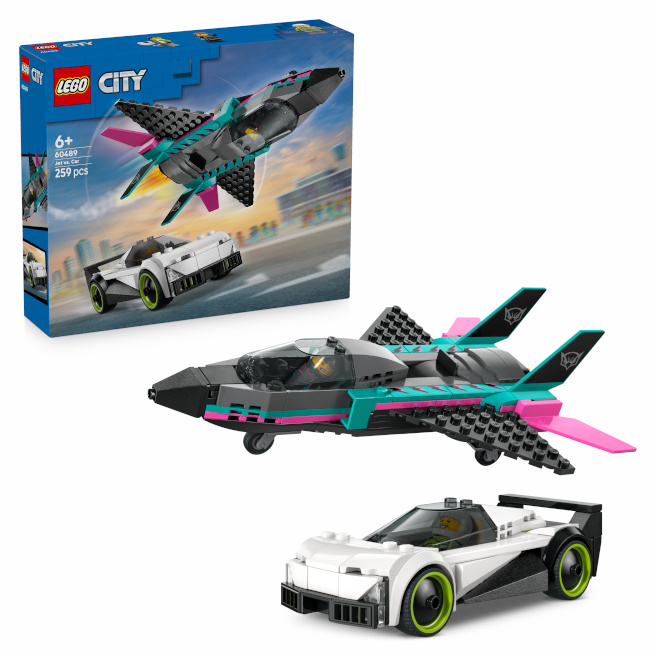 LEGO CITY AVION CU REACTIE VS MASINA, 60489