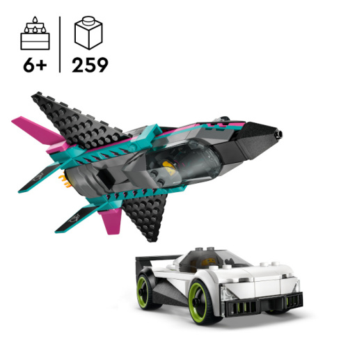 LEGO CITY AVION CU REACTIE VS MASINA, 60489