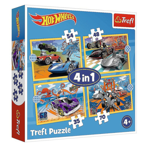 Пазлы 4 в 1 - Автомобили Hot Wheels 34627