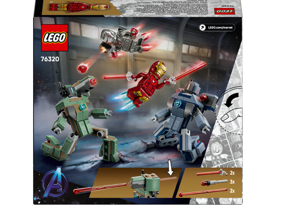 Marvel iron man si war machine vs dronele hammer, 76320