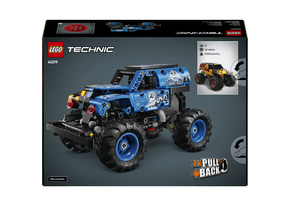 Technic Monster Jam Grave Digger Foc și gheață cu mecanism inerțial, 42219