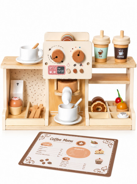 Set de joaca aparat de cafea din lemn 37.3*15*22cm, W10L022