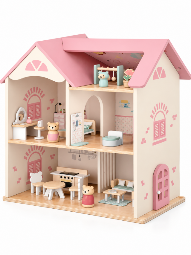 Casa de papusi din lemn 47*22*56cm, W06A656B