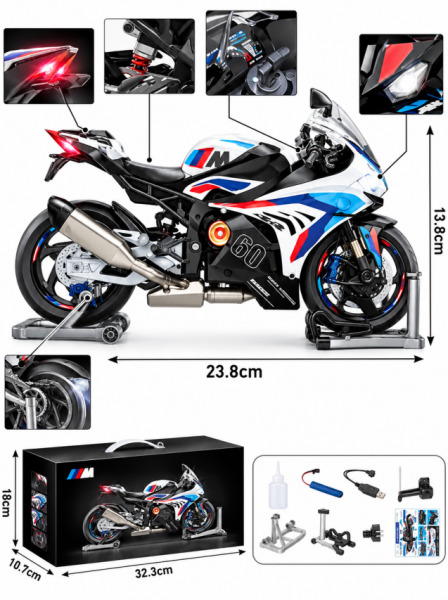 Motocicleta metalica cu lumina, sunet si abur, 0754-2