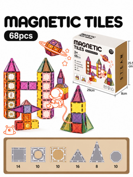 Constructor magnetic, 68 piese, XC-C6