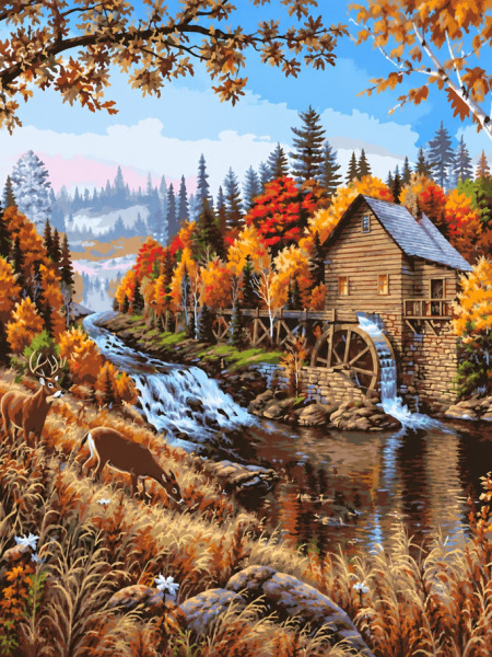 Картина по номерам Пейзаж. Одинокий дом в лесу (сверхсложная), 40×50 см, LW3013