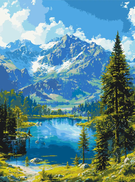 Картина по номерам Пейзаж. Горное спокойствие, 40×50 см, LW30990