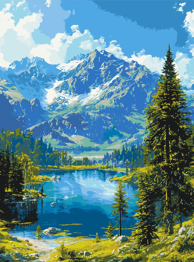 Картина по номерам Пейзаж. Горное спокойствие, 40×50 см, LW30990
