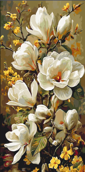 Картина по номерам Цветы. Цветение магнолии, 40×80 см, LW5194
