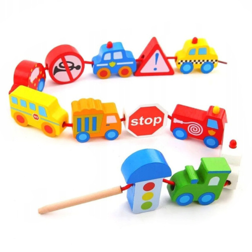 Деревянная игрушка „Шнуровка Собери транспорт”, 57287