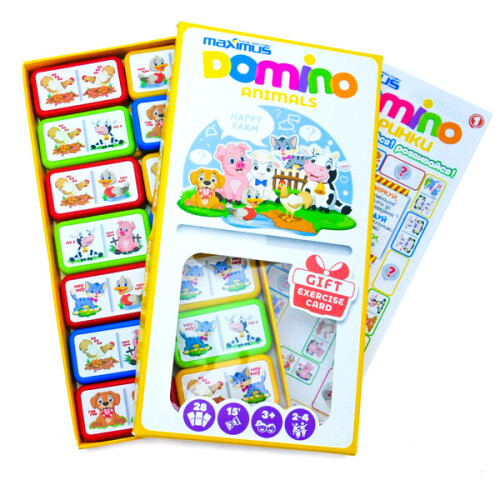 Настольная игра «Разноцветное домино с животными», 28 карточек MX5489