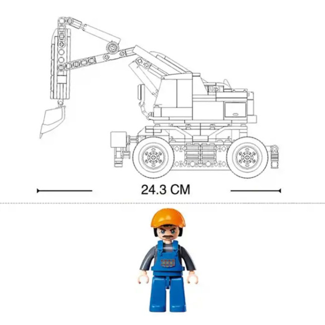 Конструктор Sluban Колесный экскаватор Е7, на п/у, 353 предмета B1155