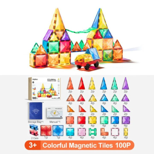 Set multicolor de construcție magnetic, 100 buc 22024