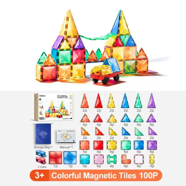 Set multicolor de construcție magnetic, 100 buc 22024