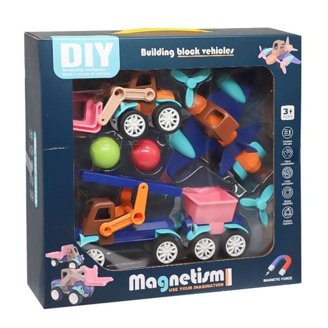 Set de construcții mașini magnetice, 4 buc 852005