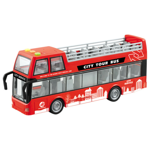 WY Autobus cu inertie "Double-Decker Bus-Open-Top" rosu (lumini,sunete), 36210