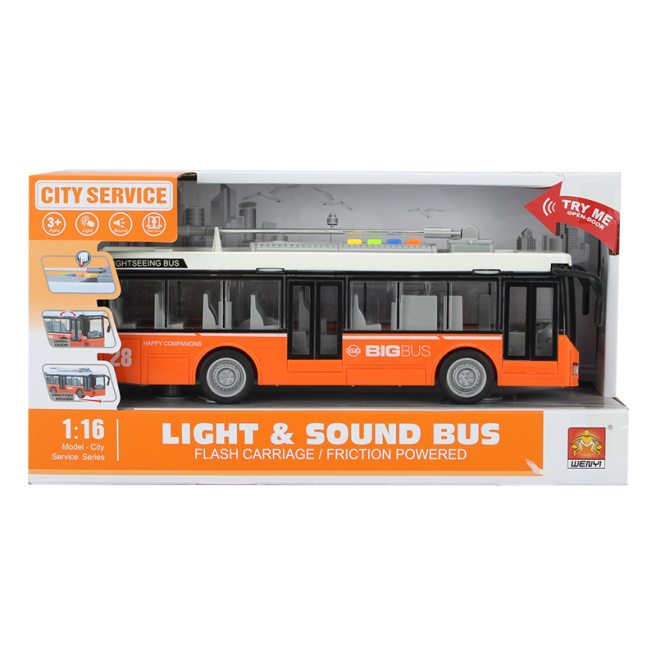 WY Троллейбус инерц. "Single-Deck Trolleybus" оранж. (свет,звук), 36209