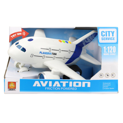 WY Самолет инерционный 1:120 "Planebus 730A" (свет, звук),  36231