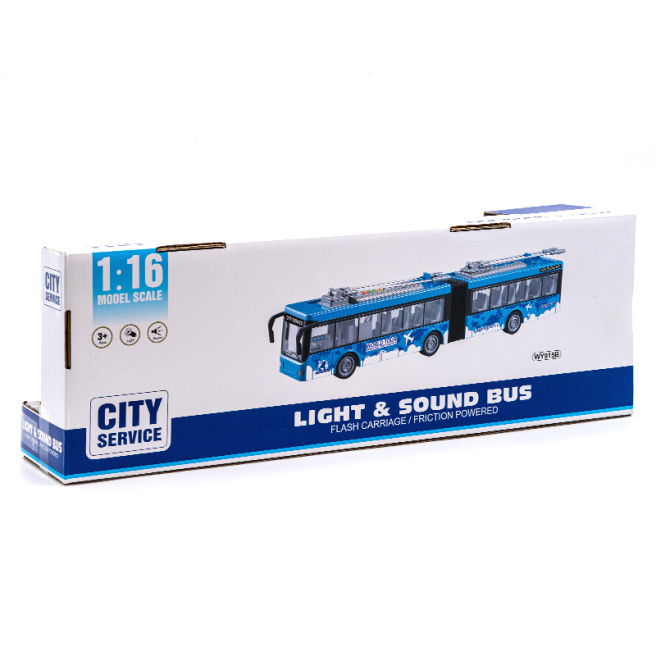 WY Troleibus cu inertie "Double Articulated Trolleybus" albastru (lumini,sunete), 49465