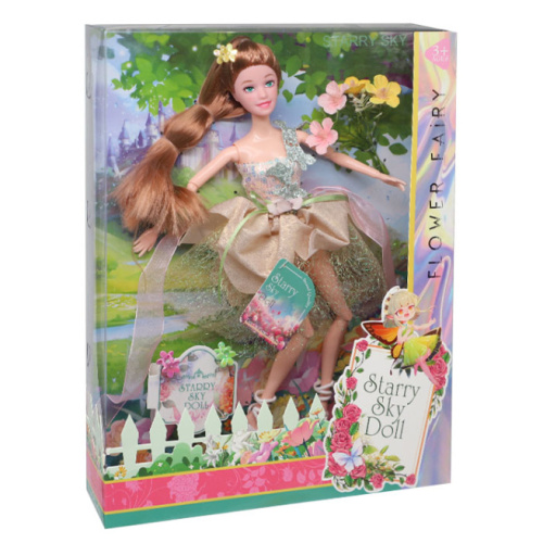 Кукла в бальном платье с искусственными цветами, 29 см, код 832035