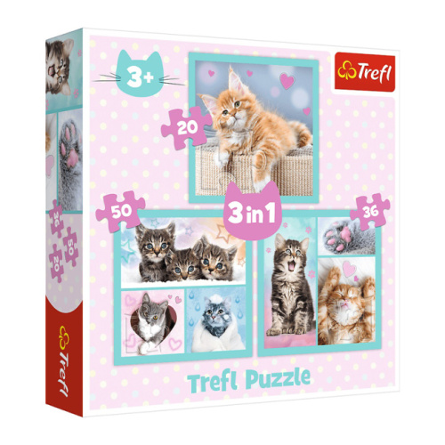 TF Пазлы - "3в1"- Милые Котята, 53892
