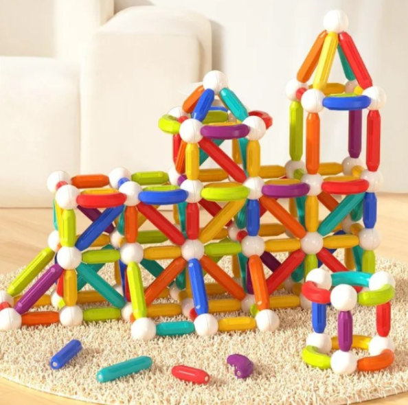 Set de construcție magnetic „Cilindri în culori de curcubeu”, 60 buc. MD1169