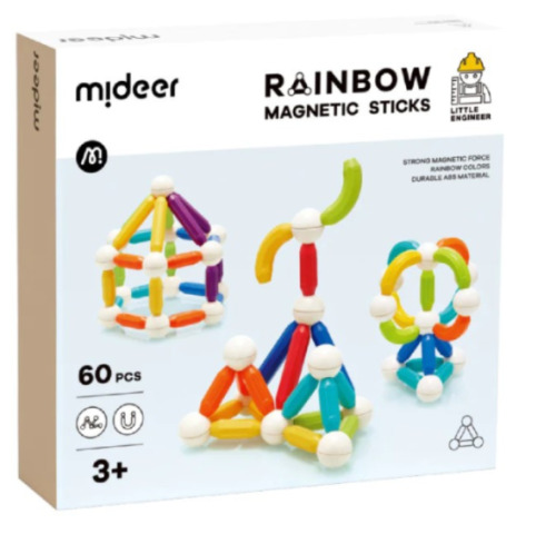 Set de construcție magnetic „Cilindri în culori de curcubeu”, 60 buc. MD1169