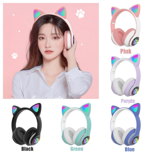 Bluetooth-наушники кошачьи ушки (люминесцентные), код STN28-1