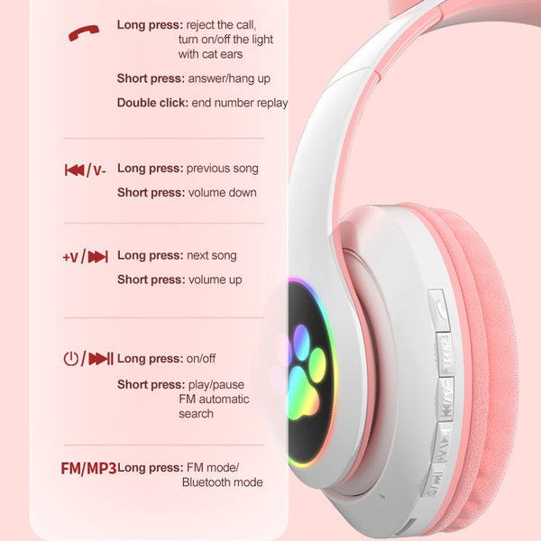 Bluetooth-наушники кошачьи ушки (люминесцентные), код STN28-1