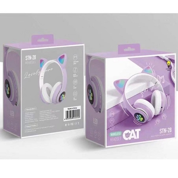 Bluetooth-наушники кошачьи ушки (люминесцентные), код STN28-1
